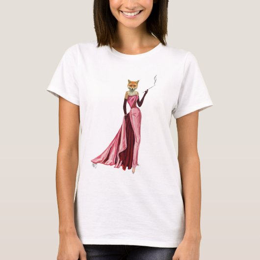 Glamor Fox in roze T-shirt (Voorkant)