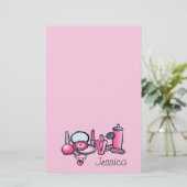 Glamor Girl Birthday Briefpapier (Staand voorkant)