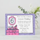 Glamor Girl Birthday Party Invitation Kaart (Staand voorkant)
