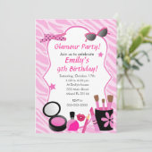 Glamor Girl Birthday Party Invitation Kaart (Staand voorkant)