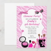 Glamor Girl Birthday Party Invitation Kaart (Voorkant / Achterkant)