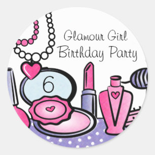Glamor Girl Birthday (pd) Ronde Sticker