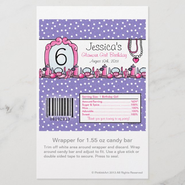Glamor Girl Birthday Snoep Wrapper (Voorkant)