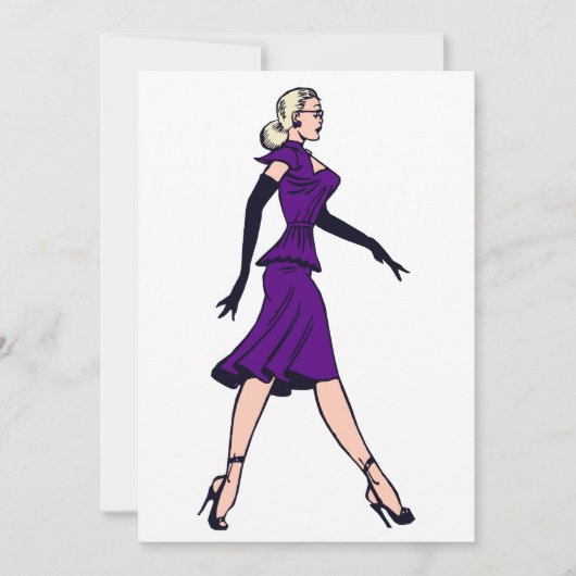 Glamor Girl, blond Secretary Invitation Kaart (Voorkant)