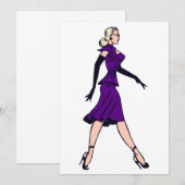 Glamor Girl, blond Secretary Invitation Kaart (Voorkant / Achterkant)