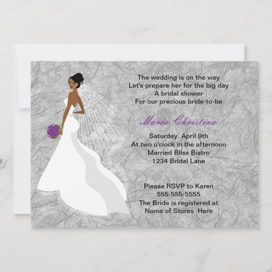 Glamor Girl Bridal Shower Invitation 1 (cback) Kaart (Voorkant)