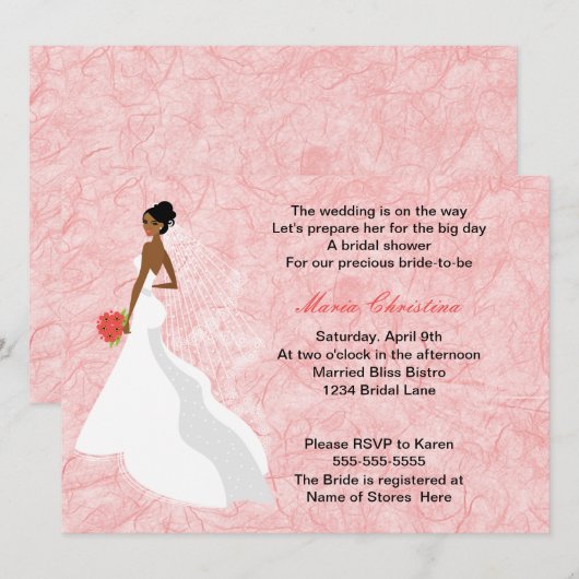 Glamor Girl Bridal Shower Invitation 2 Kaart (Voorkant / Achterkant)