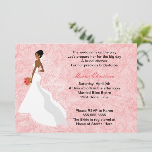 Glamor Girl Bridal Shower Invitation 2 Kaart (Staand voorkant)