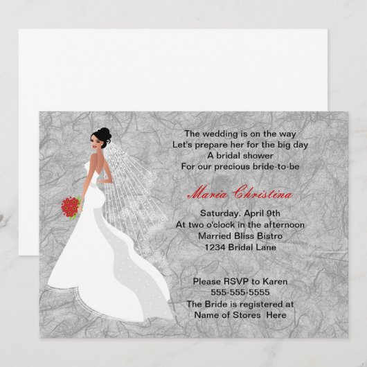 Glamor Girl Bridal Shower Invitation 2 Kaart (Voorkant / Achterkant)