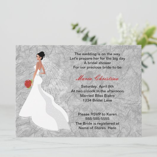 Glamor Girl Bridal Shower Invitation 2 Kaart (Staand voorkant)