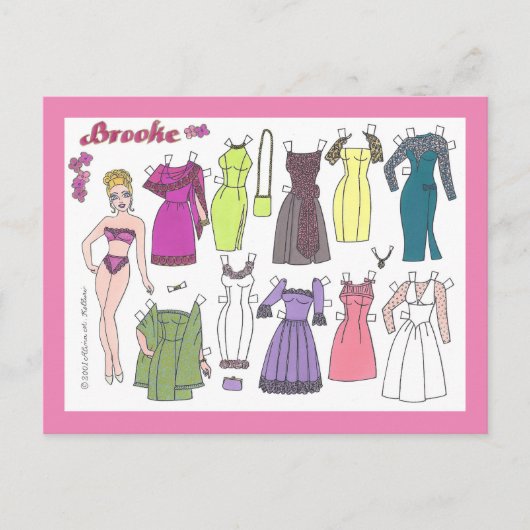 Glamor Girl Brooke Paper Doll Briefkaart (Voorkant)