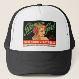 Glamor Girl California Vegetables Vintage Ad Trucker Pet