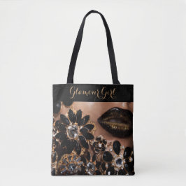 Glamor Girl Lipstick & Floral Jewels Tote Bag
