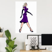  Glamor Girl, minister van Retro Blond Poster (Thuiskantoor)