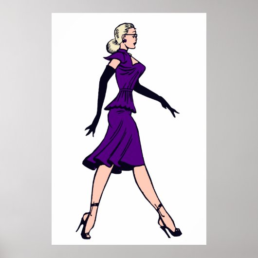  Glamor Girl, minister van Retro Blond Poster (Voorkant)