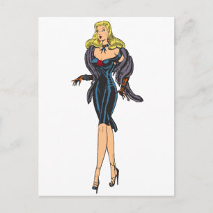 Glamor Girl Retro Blonde Pinup Briefkaart