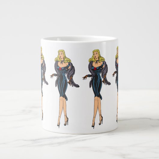  Glamor Girl Retro Blonde Pinup Grote Koffiekop (Voorkant)