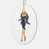  Glamor Girl Retro Blonde Pinup Keramisch Ornament (Links)