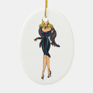 Glamor Girl Retro Blonde Pinup Keramisch Ornament