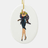  Glamor Girl Retro Blonde Pinup Keramisch Ornament (Achterkant)