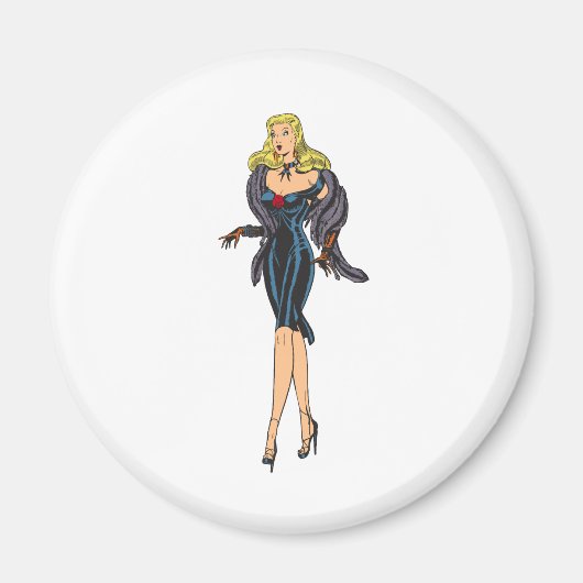  Glamor Girl Retro Blonde Pinup Magneet (Voorkant)