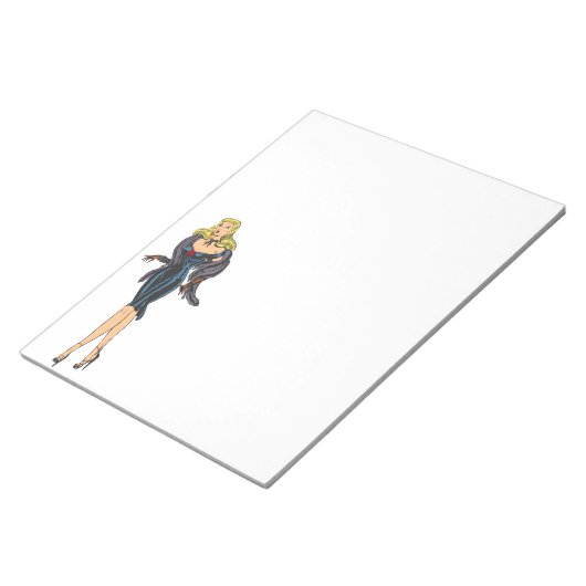 Glamor Girl Retro Blonde Pinup Notitieblok (Schuin)