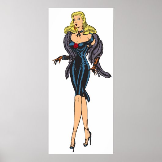  Glamor Girl Retro Blonde Pinup Poster (Voorkant)