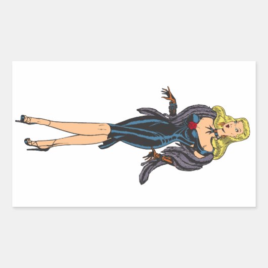  Glamor Girl Retro Blonde Pinup Rechthoekige Sticker (Voorkant)