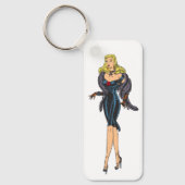  Glamor Girl Retro Blonde Pinup Sleutelhanger (Voorkant)