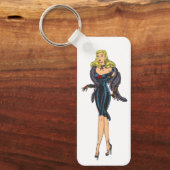  Glamor Girl Retro Blonde Pinup Sleutelhanger (Voorkant)
