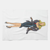  Glamor Girl Retro Blonde Pinup Theedoek (Horizontaal)