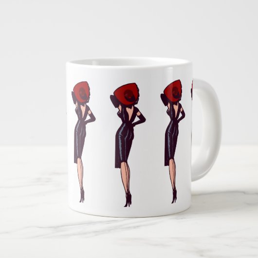 Glamor Girl Retro Pinup Grote Koffiekop (Voorkant rechts)