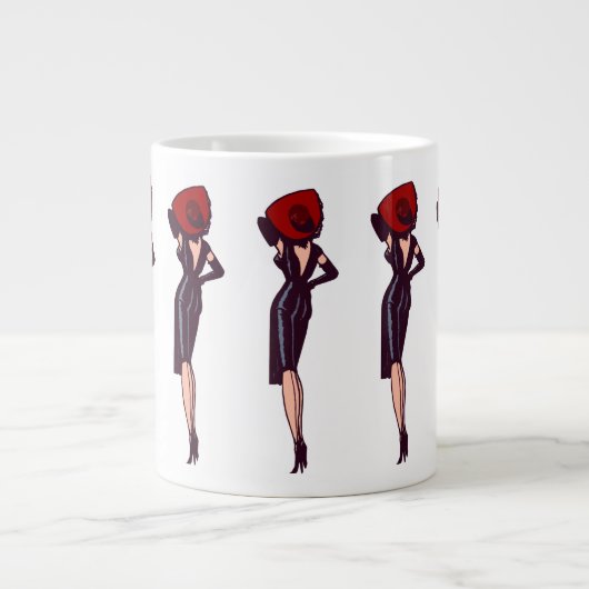  Glamor Girl Retro Pinup Grote Koffiekop (Voorkant)