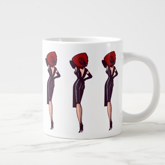 Glamor Girl Retro Pinup Grote Koffiekop (Rechts)
