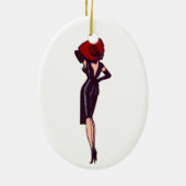  Glamor Girl Retro Pinup Keramisch Ornament (Achterkant)