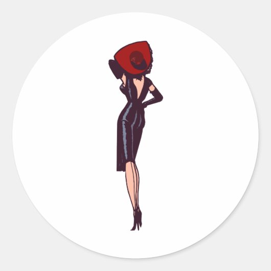  Glamor Girl Retro Pinup Ronde Sticker (Voorkant)
