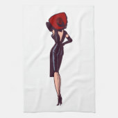  Glamor Girl Retro Pinup Theedoek (Verticaal)
