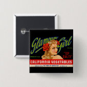 Glamor Girl Vierkante Button 5,1 Cm (Voorkant /achterkant)