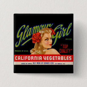Glamor Girl Vierkante Button 5,1 Cm