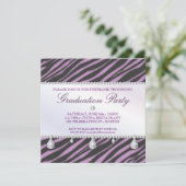 Glamor Girl Zebra and Diamond Graduation Party Kaart (Staand voorkant)