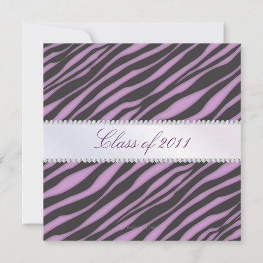 Glamor Girl Zebra and Diamond Graduation Party Kaart (Achterkant)