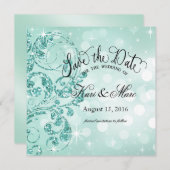 Glamor Glitter Luxe Sla de datum op | Munt Save The Date (Voorkant / Achterkant)
