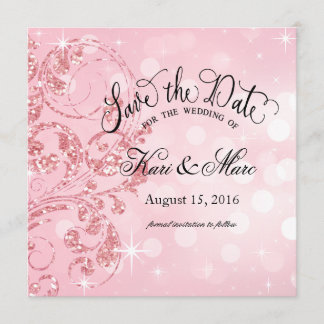 Glamor Glitter Luxe Sla de datum roze op Save The Date