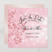 Glamor Glitter Luxe Sla de datum roze op Save The Date (Voorkant / Achterkant)