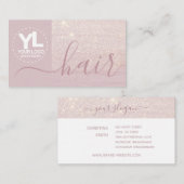 Glamor Glitter Pink Blush Paarse Logo Sjabloon Visitekaartje (Voorkant / Achterkant)