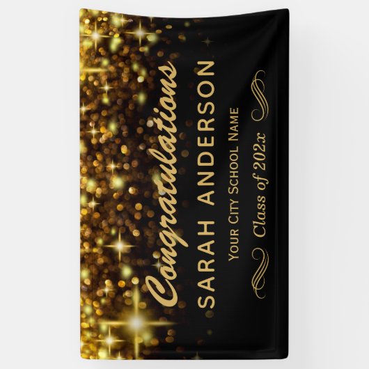 Glamor Glitter Sparkles Graduparty Spandoek (Verticaal)