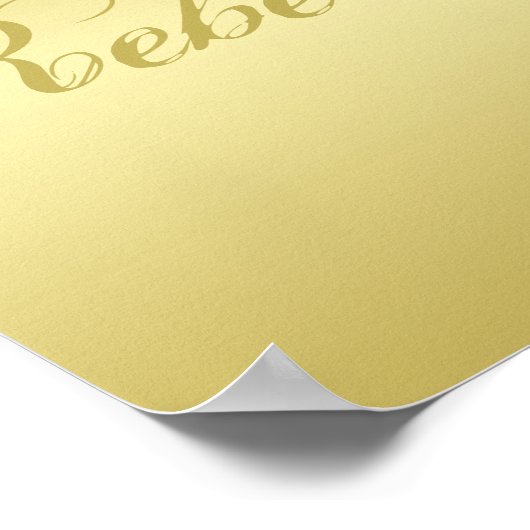 Glamor gold background Personalized Sjabloon Name Poster (Hoek)