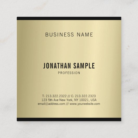 Glamor Gold Blik Moderne Luxe verfijnd Vierkante Visitekaartje (Achterkant)