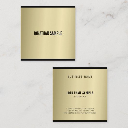 Glamor Gold Blik Moderne Luxe verfijnd Vierkante Visitekaartje (Voorkant / Achterkant)