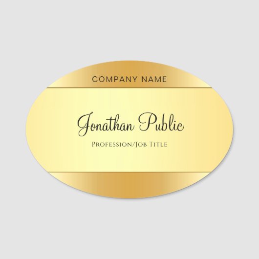 Glamor Gold Elegant Calligraphy Script Modern Naamplaatje (Voorkant)